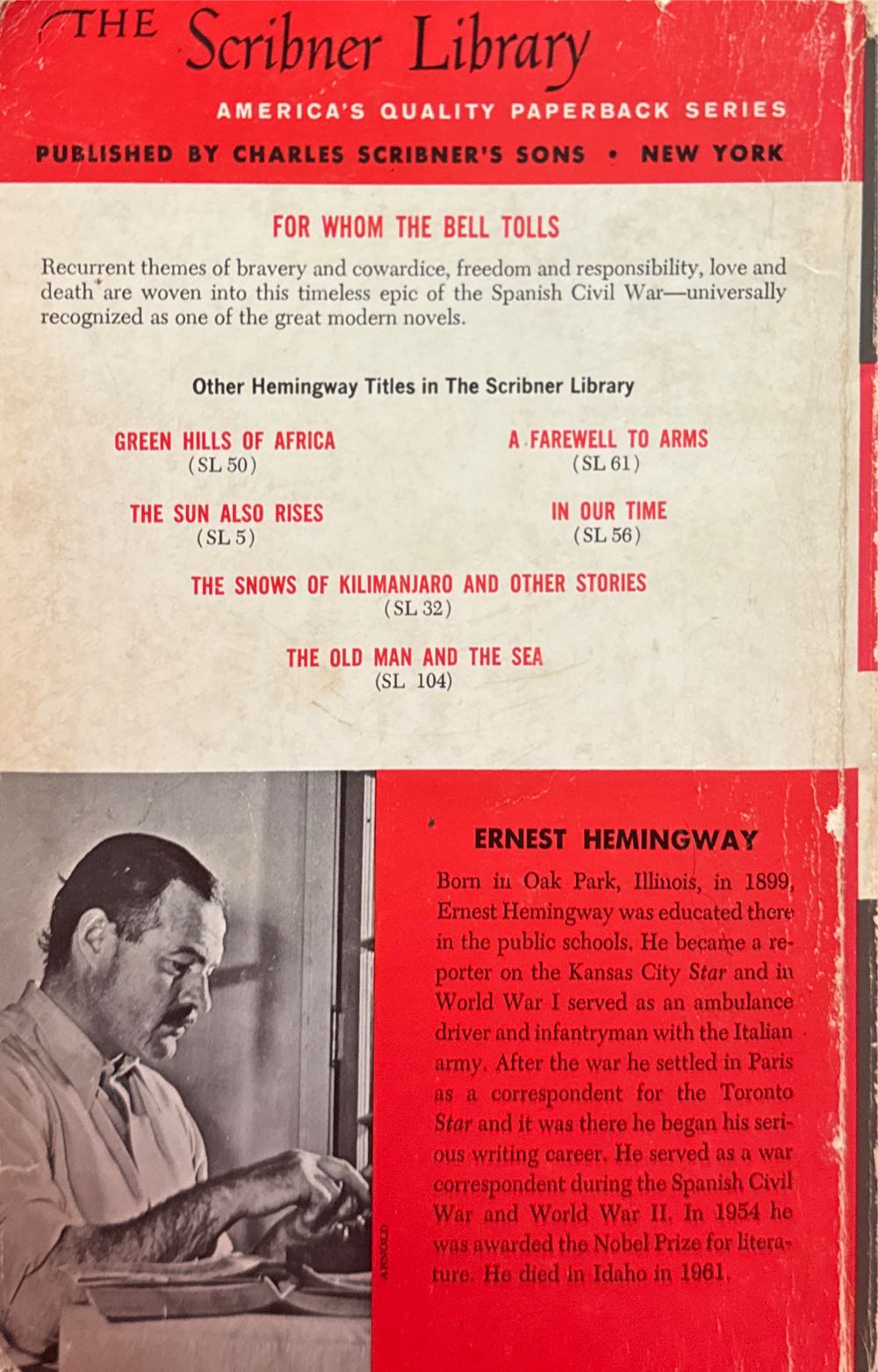 For Whom The Bell Tolls - Ernest Hemingway (The Scribner Library - Paperback) book collectible - Main Image 2