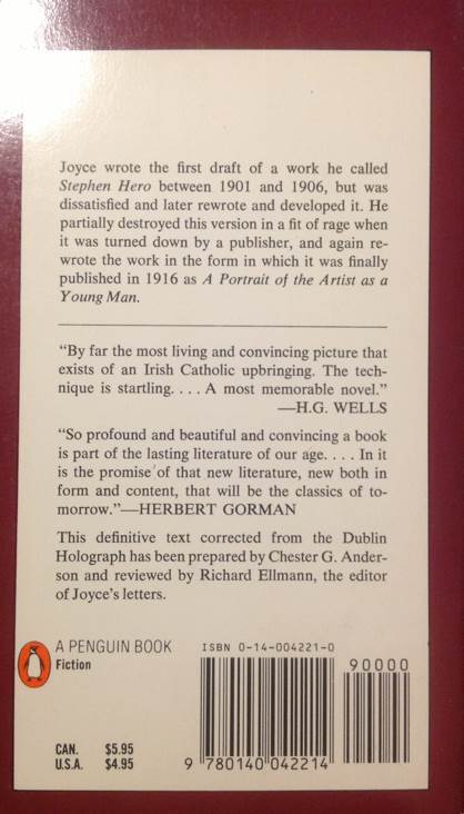 A Portrait Of The Artist As A Young Man - James Joyce (Penguin Modern Classics - Paperback) book collectible [Barcode 9780140042214] - Main Image 2