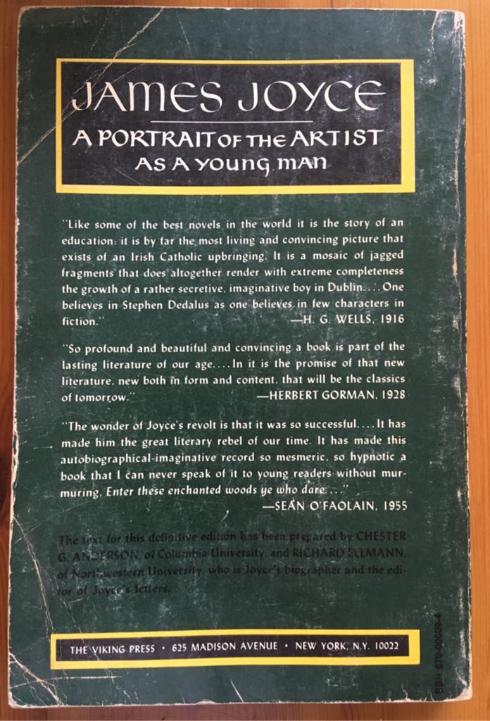 A Portrait Of The Artist As A Young Man - James Joyce (Viking Compass - Paperback) book collectible - Main Image 2