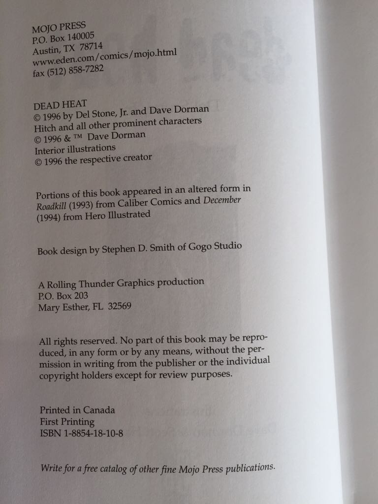 Dead Heat  (Mojo Press - Hardcover) book collectible [Barcode 9781885418104] - Main Image 2