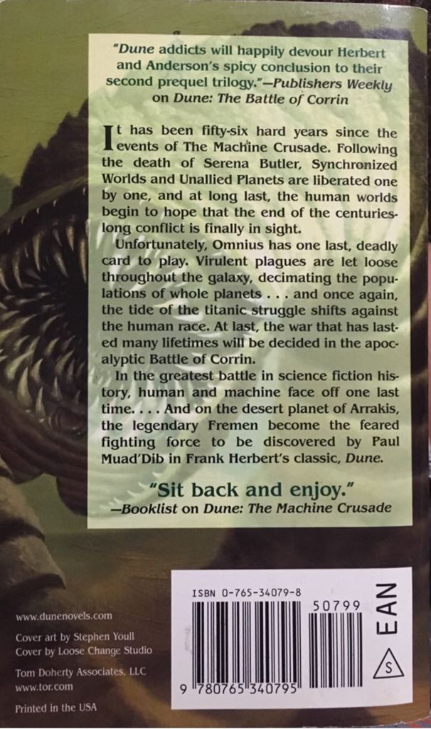 The Battle of Corrin (Legends of Dune #3) - Brian Herbert (Tor Books - Paperback) book collectible [Barcode 9780765340795] - Main Image 2