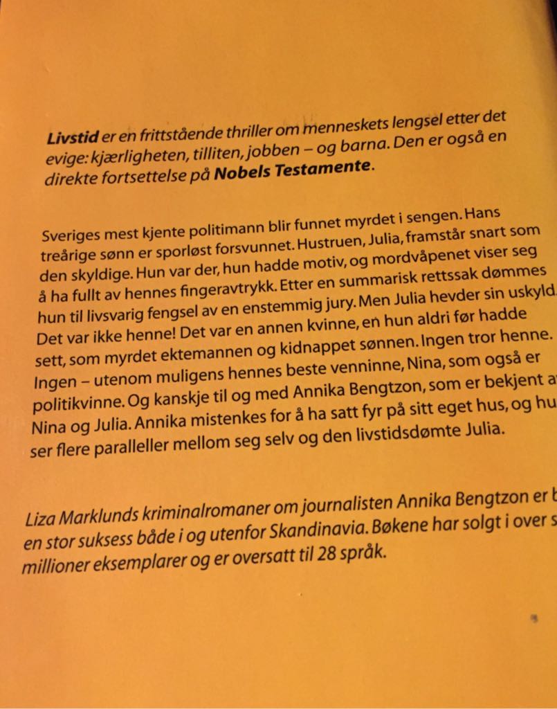 Livstid - Liza Marklund book collectible [Barcode 9788281431102] - Main Image 2