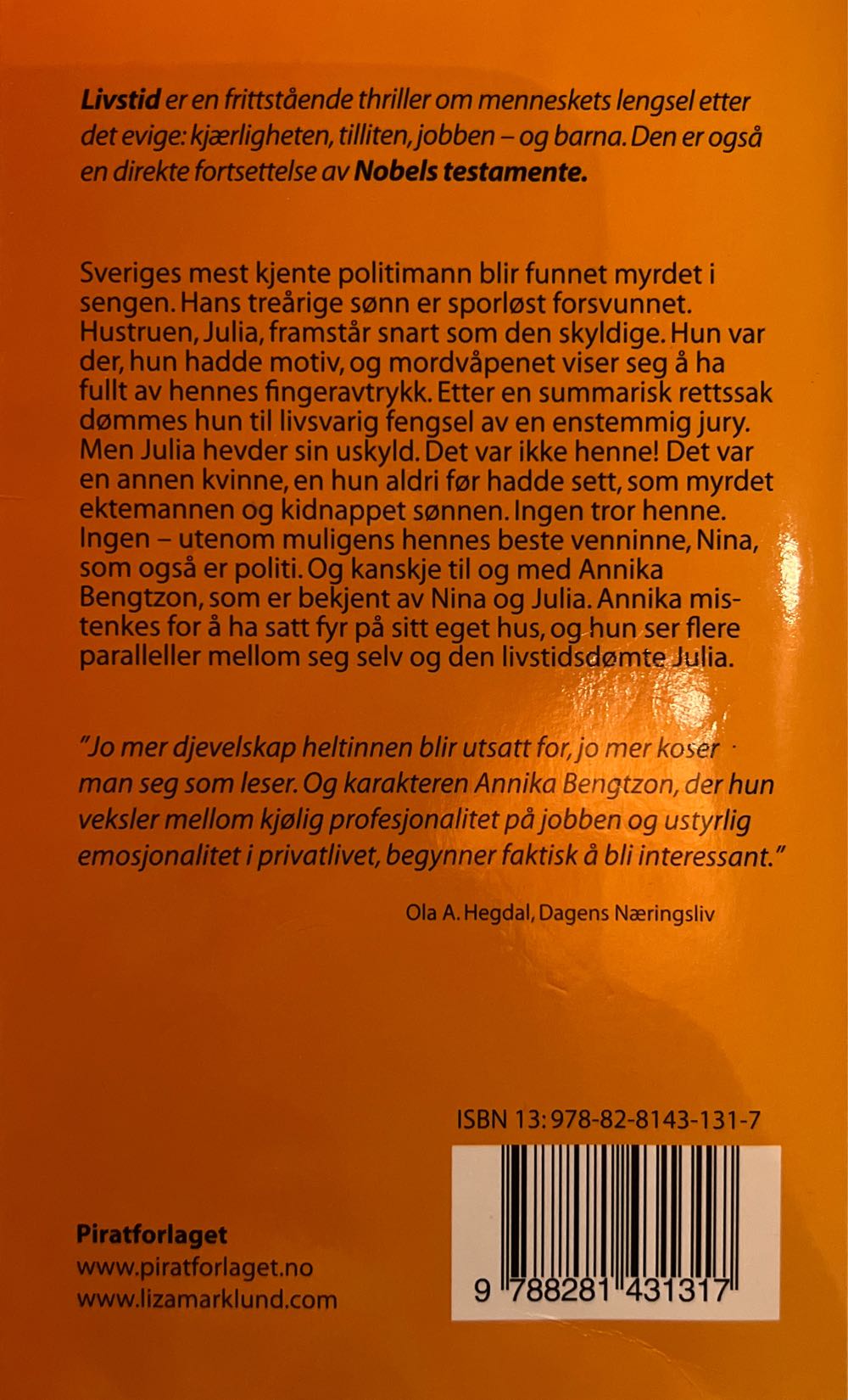 Livstid - Liza Marklund (Paperback) book collectible [Barcode 9788281431317] - Main Image 2