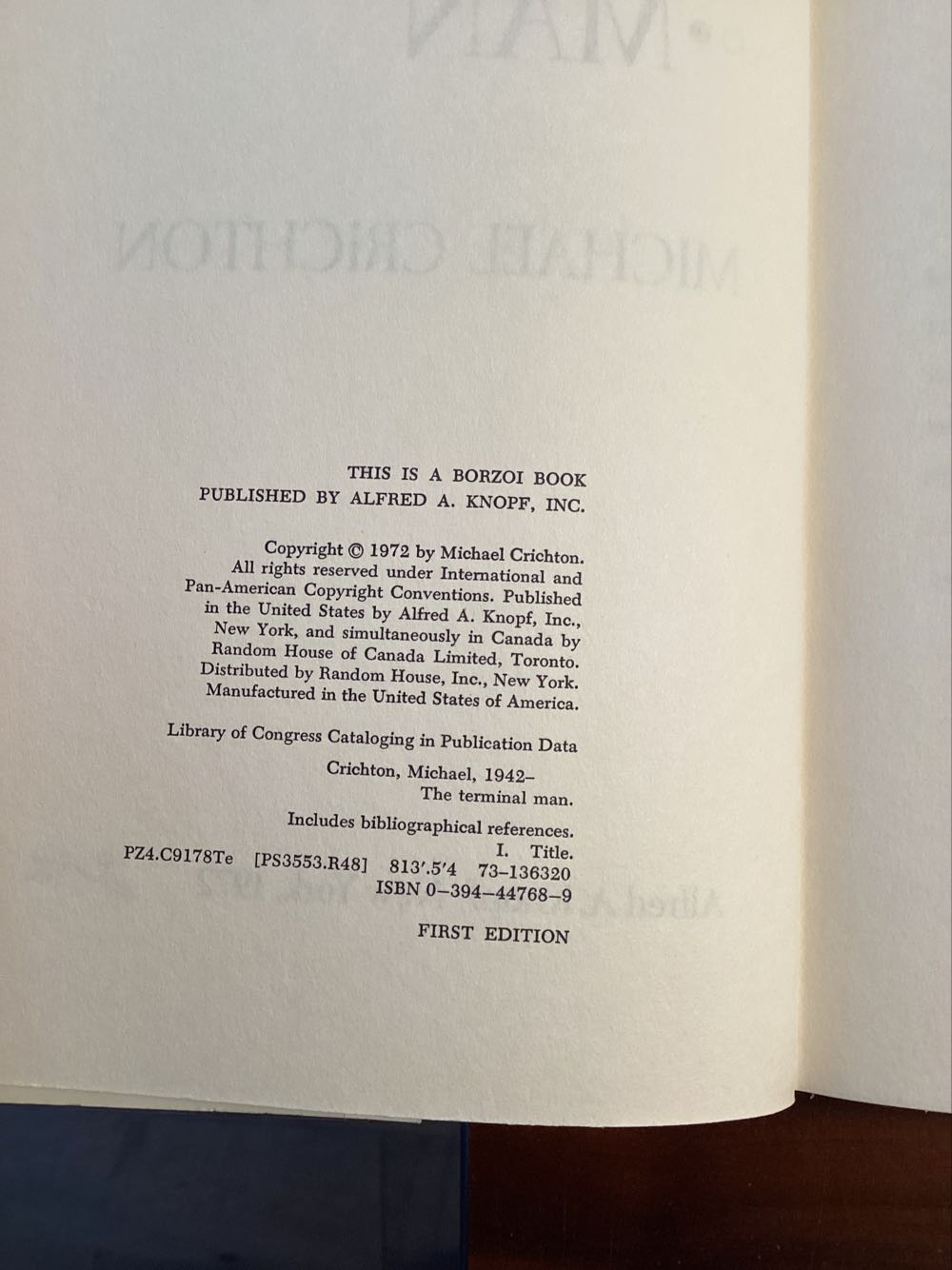 The Terminal Man - Michael Crichton (- Hardcover) book collectible [Barcode 0345354621] - Main Image 2