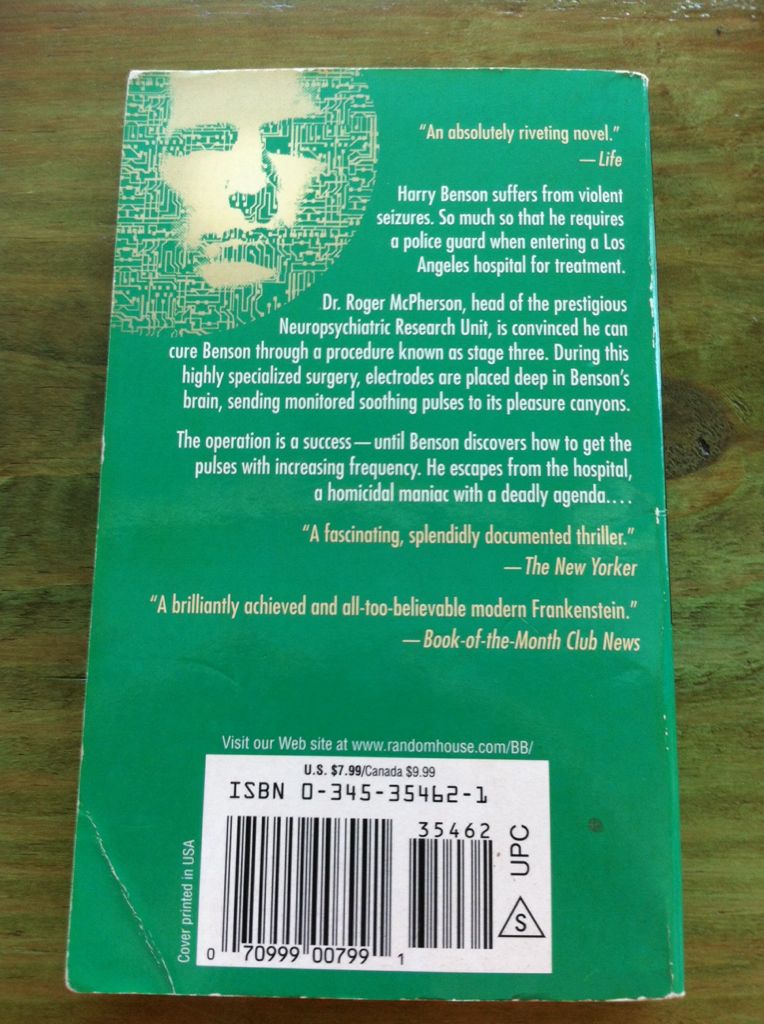 The Terminal Man - Michael Crichton (Bantam Books - Paperback) book collectible [Barcode 9780345354624] - Main Image 2