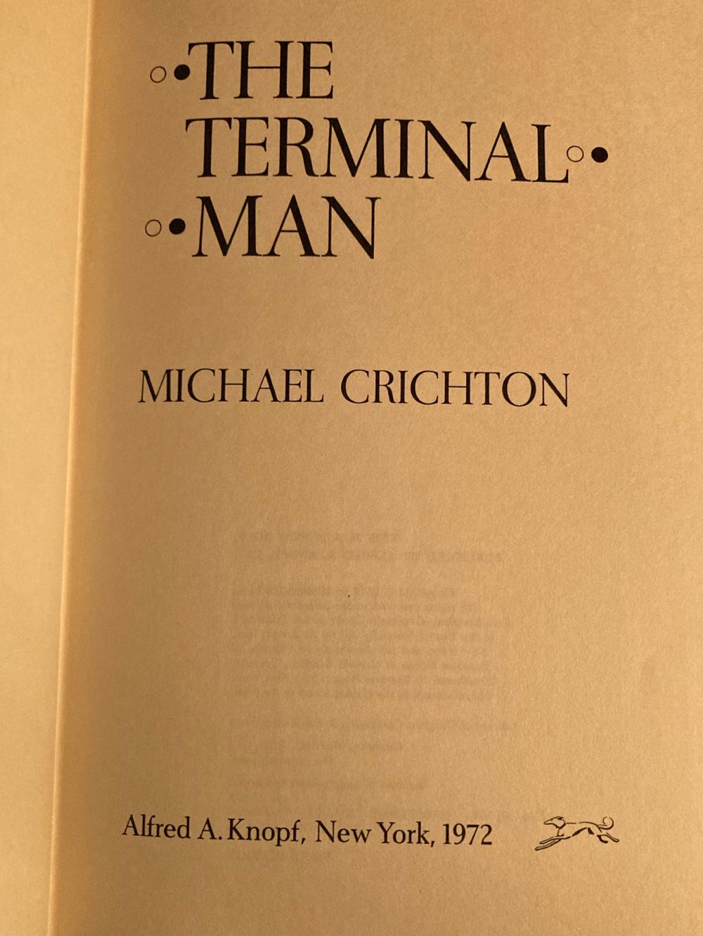 Terminal Man, The - Crichton, Michael (Alfred A. Knopf - Hardcover) book collectible - Main Image 3