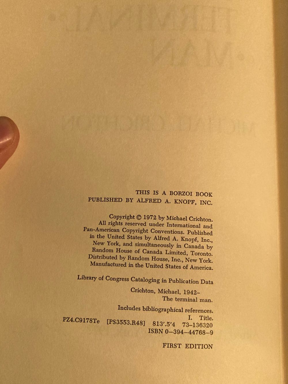 Terminal Man, The - Crichton, Michael (Alfred A. Knopf - Hardcover) book collectible - Main Image 4