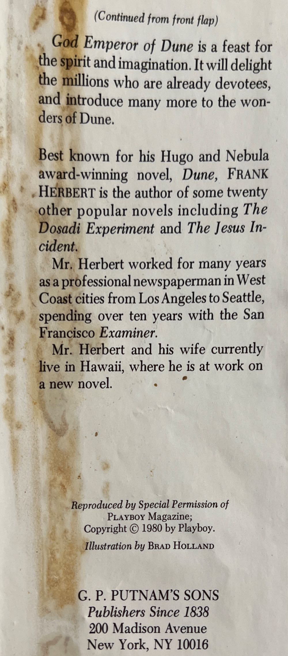 God Emperor of Dune - Frank Herbert (Putnam & Sons - Hardcover) book collectible [Barcode 9780399125935] - Main Image 4