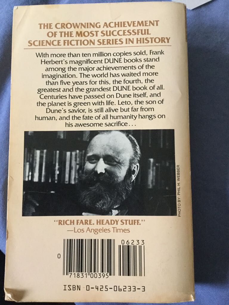 God Emperor of Dune - Frank Herbert (Berkley Books - Paperback) book collectible [Barcode 9780425062333] - Main Image 2