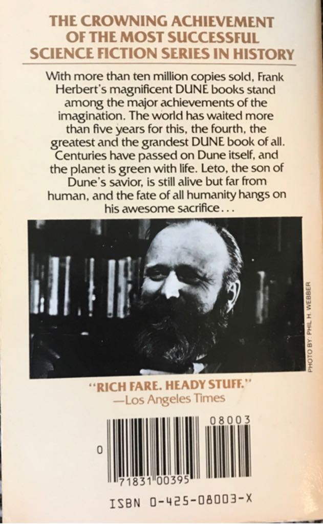 God Emperor of Dune - Frank Herbert (Berkley Books - Paperback) book collectible [Barcode 9780425080030] - Main Image 2
