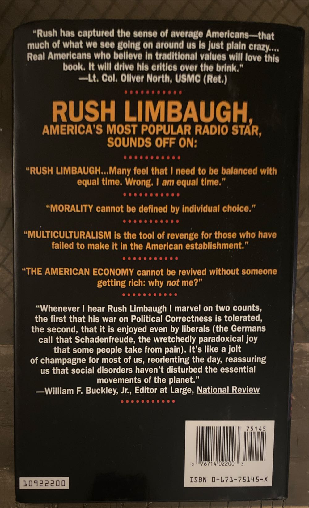 The Way Things Ought to Be - Rush Limbaugh (Pocket Books - Hardcover) book collectible [Barcode 9780671751456] - Main Image 2