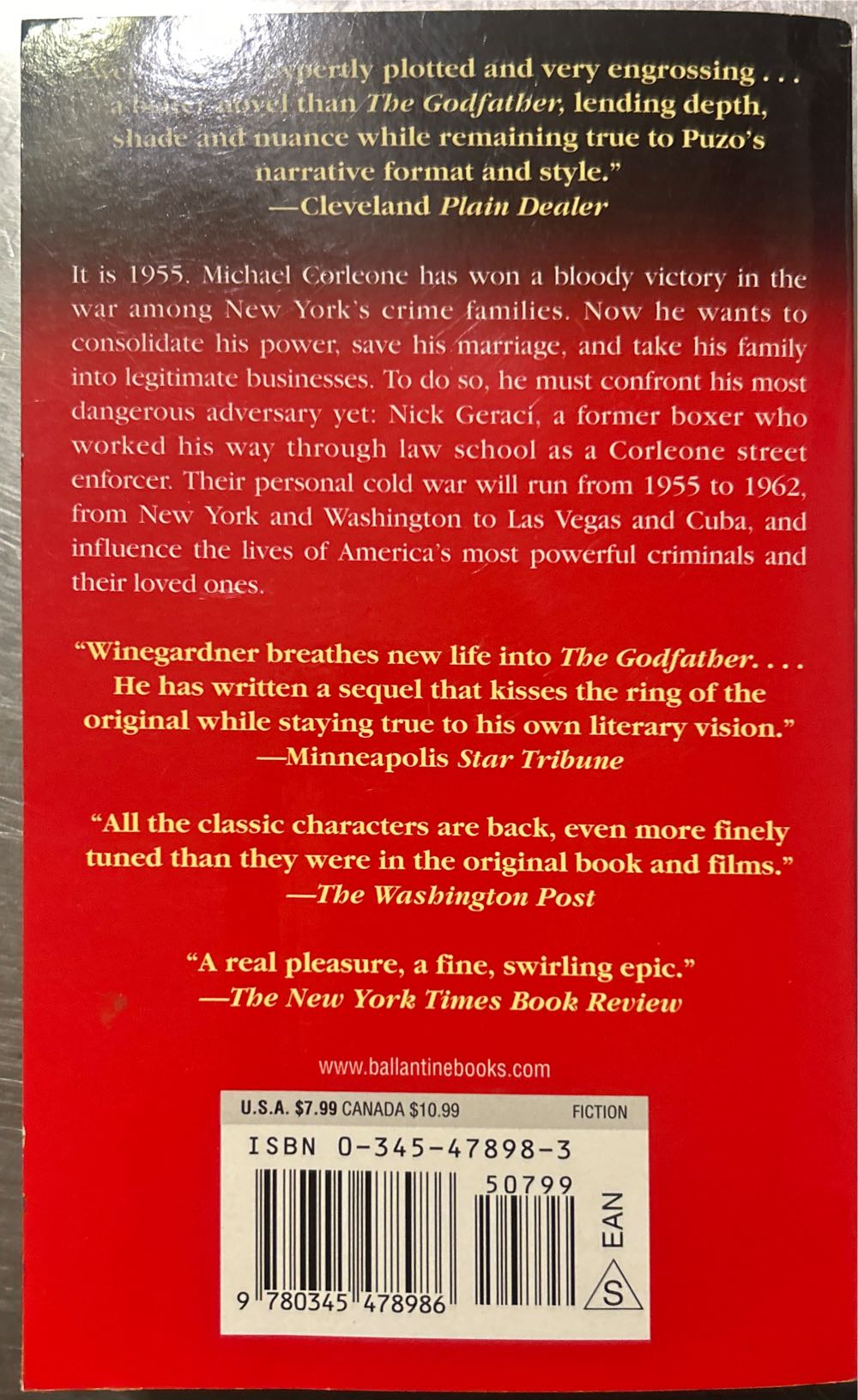 The Godfather Returns - Mark Winegardner (Ballantine Books - Paperback) book collectible [Barcode 9780345478986] - Main Image 3