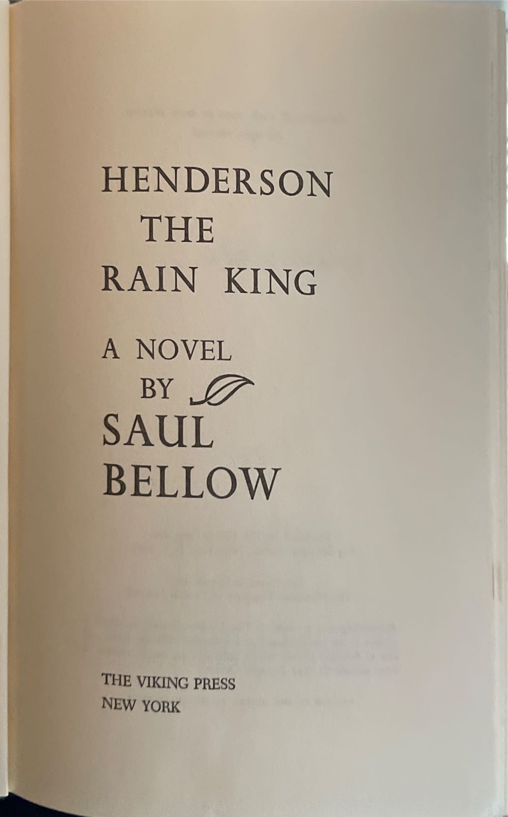 Henderson the Rain King - Saul Bellow (The Viking Press, Inc. - Hardcover) book collectible [Barcode 9780140189421] - Main Image 2