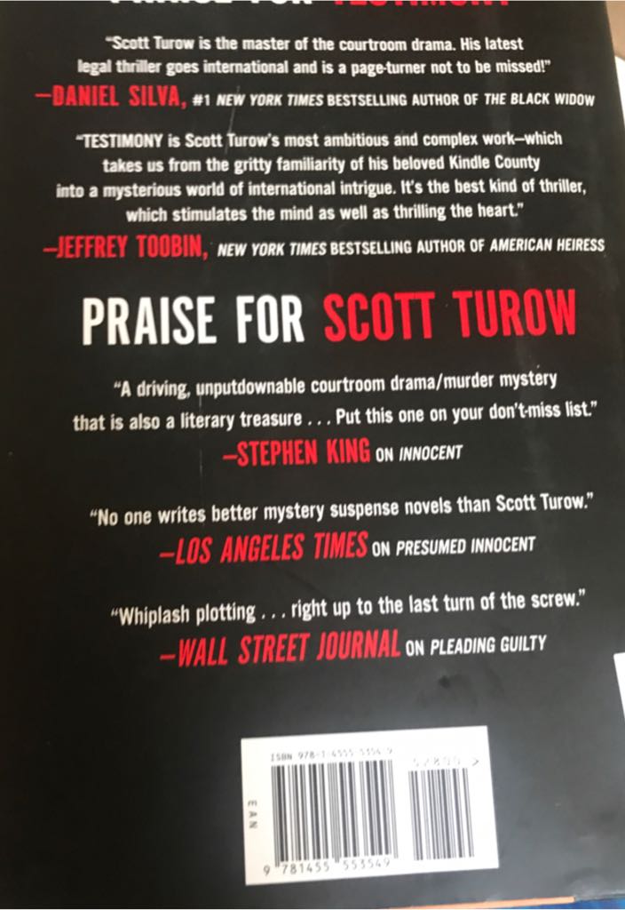 Testimony - Scott Turow (Grand Central Publishing - Hardcover) book collectible [Barcode 9781455553549] - Main Image 2