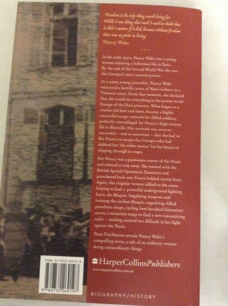 Nancy Wake - Peter FitzSimons (HarperCollins Publishers - Paperback) book collectible [Barcode 9780732269197] - Main Image 2