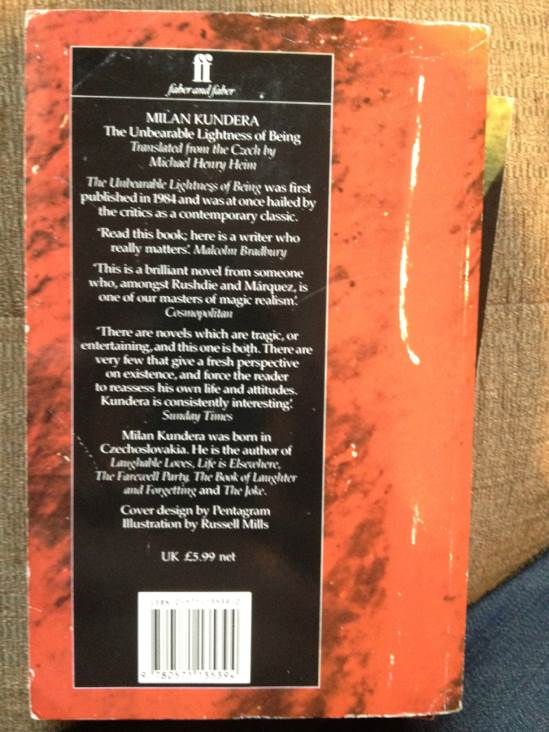 Unbearable Lightness of Being, The - Milan Kundera (HarperCollins Publishers - Paperback) book collectible [Barcode 9780060914653] - Main Image 2