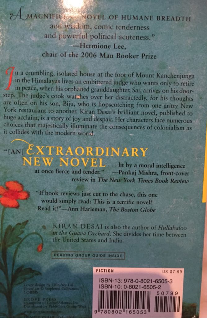 The Inheritance Of Loss - Kiran Desai book collectible [Barcode 9780802165053] - Main Image 2