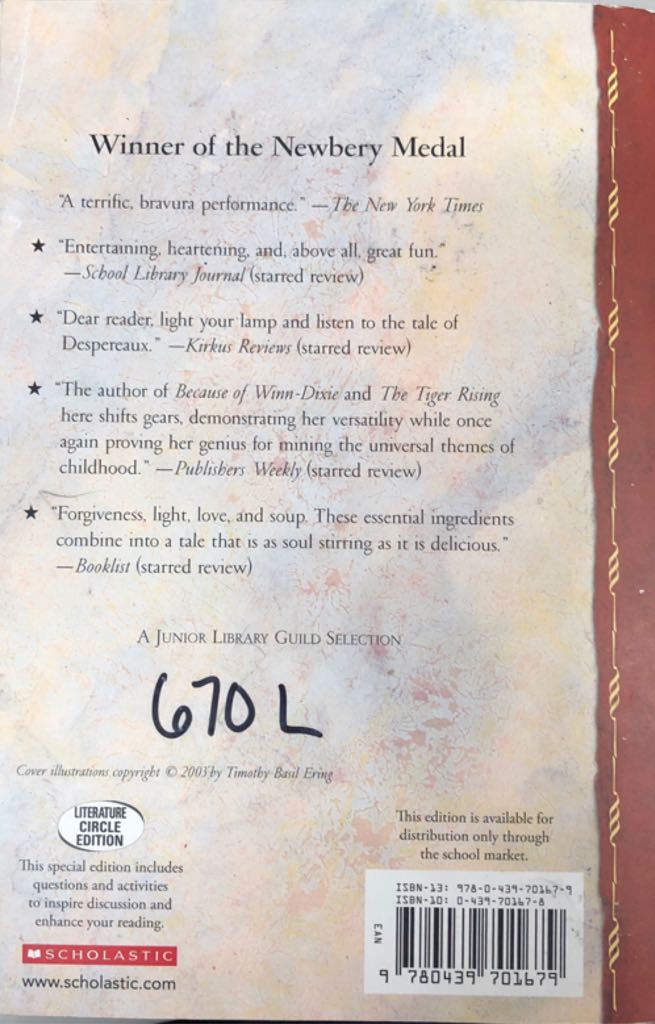 The Tale of Despereaux - Kate DiCamillo (Scholastic, Incorporated - Trade Paperback) book collectible [Barcode 9780439701679] - Main Image 2