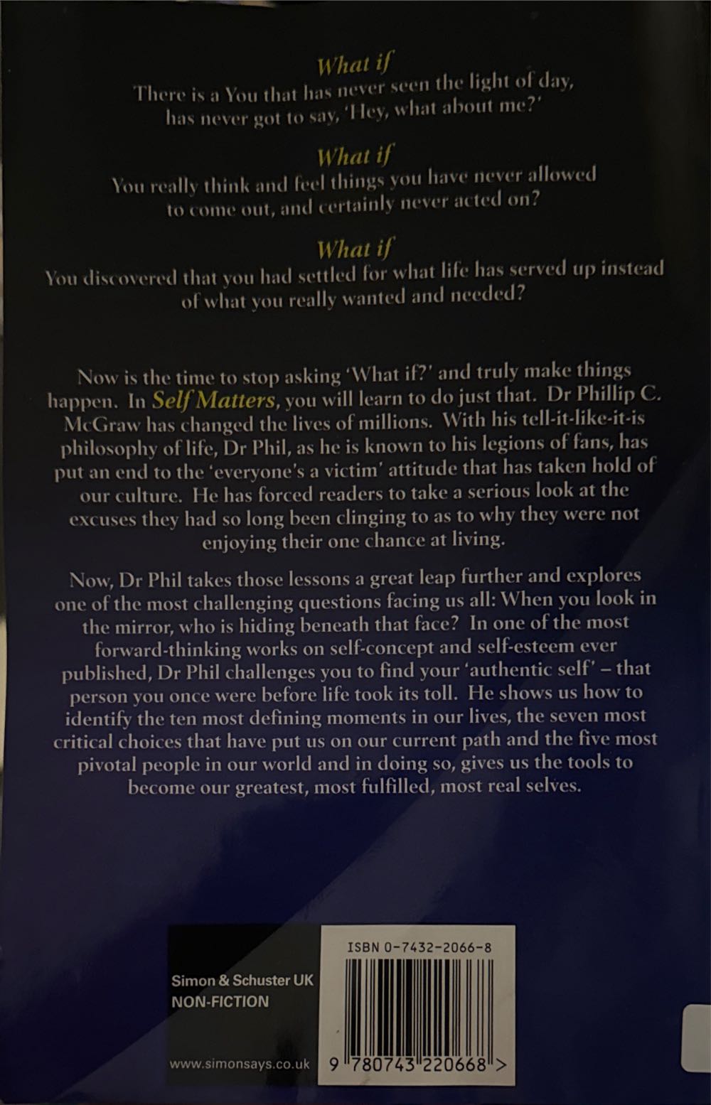 Self Matters - Creating Your Life From The Inside Out - Phil Dr McGraw (Paperback) book collectible [Barcode 9780743220668] - Main Image 2