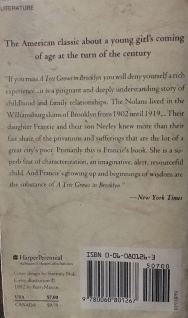 Tree Grows In Brooklyn, A - Betty Smith (HarperCollins Publishers - Paperback) book collectible [Barcode 9780060801267] - Main Image 2