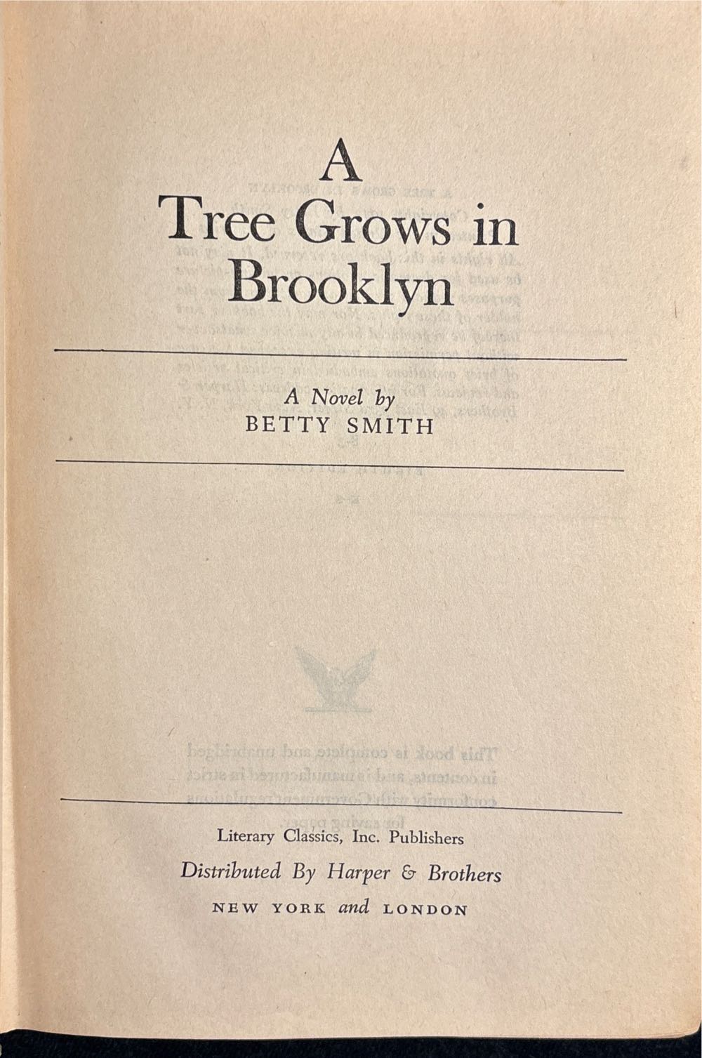 A Tree Grows In Brooklyn - Betty Smith (Harper & Borthers - Hardcover) book collectible - Main Image 3