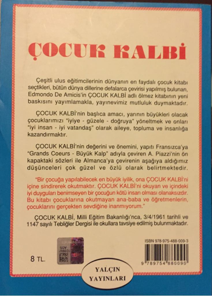 Edmondo De Amicis Cocuk Kalbi Yalcin Yayinlari  book collectible [Barcode 9789754880090] - Main Image 2