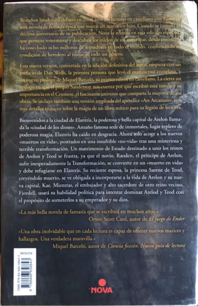 Elantris - Brandon Sanderson (Nova - Hardcover) book collectible [Barcode 9788466658843] - Main Image 2