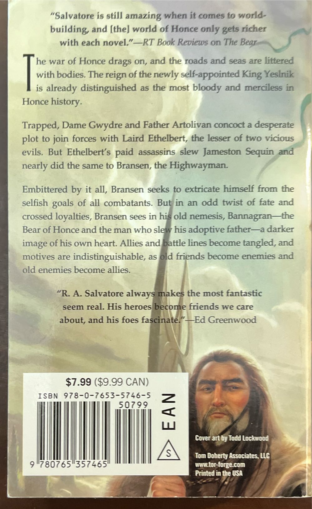 Bear, The - R. A. Salvatore (Tor Fantasy - Paperback) book collectible [Barcode 9780765357465] - Main Image 2