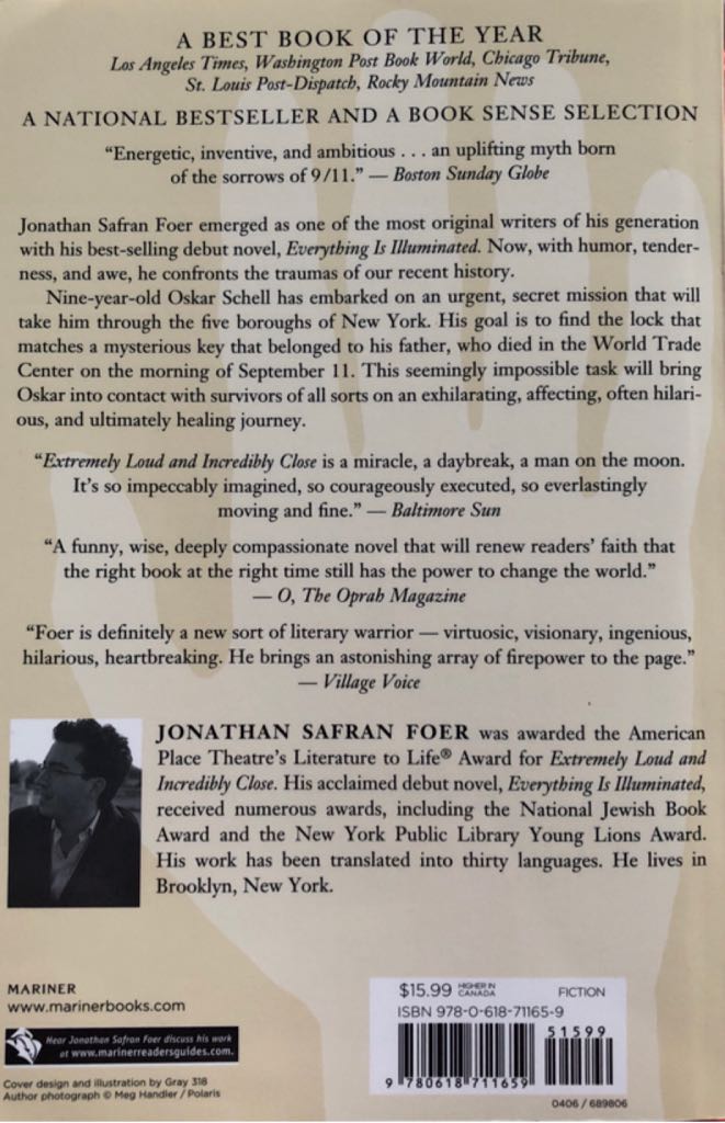 Extremely Loud & Incredibly Close - Jonathan Safran Foer (Mariner - Trade Paperback) book collectible [Barcode 9780618711659] - Main Image 2