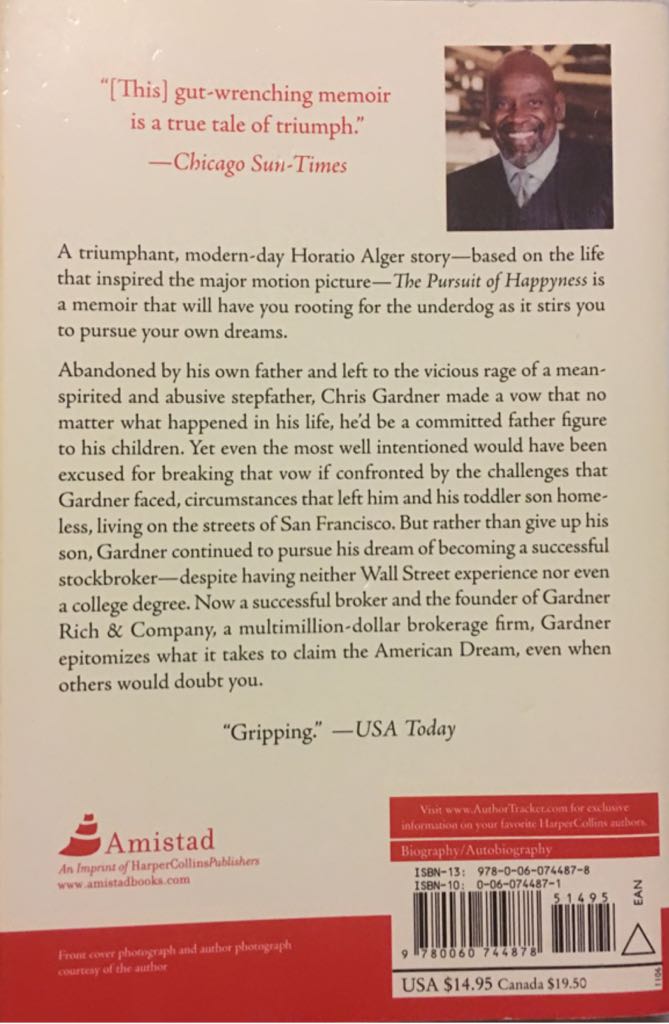 The Pursuit of Happyness - Chris Gardner (Amistad - Paperback) book collectible [Barcode 9780060744878] - Main Image 2