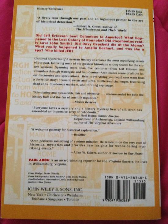 Unsolved Mysteries of American History - Paul Aron (- Hardcover) book collectible [Barcode 9780471283683] - Main Image 2