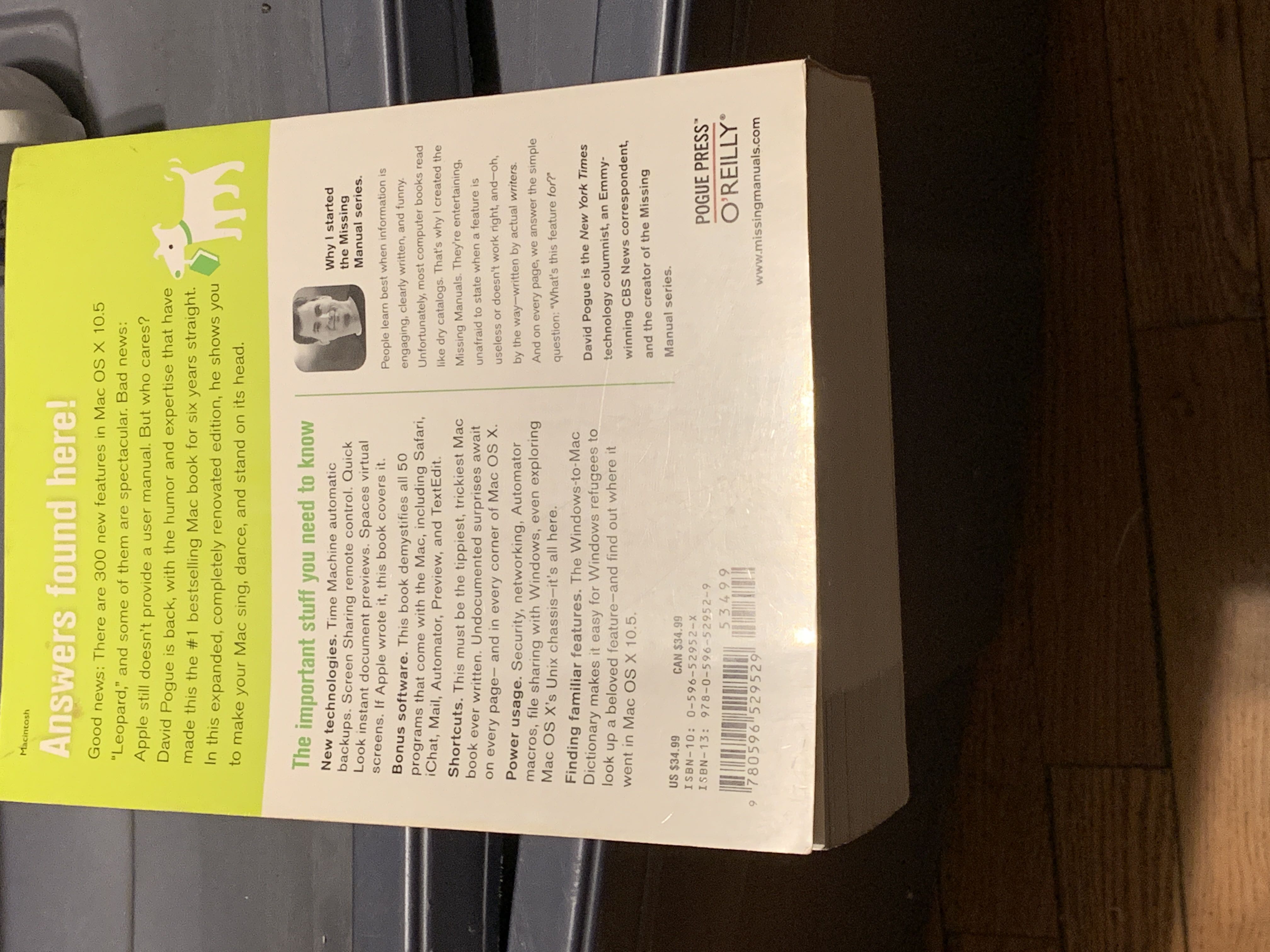 Mac Os X Leopard - David Pogue ("O’Reilly Media, Inc.”) book collectible [Barcode 9780596529529] - Main Image 2