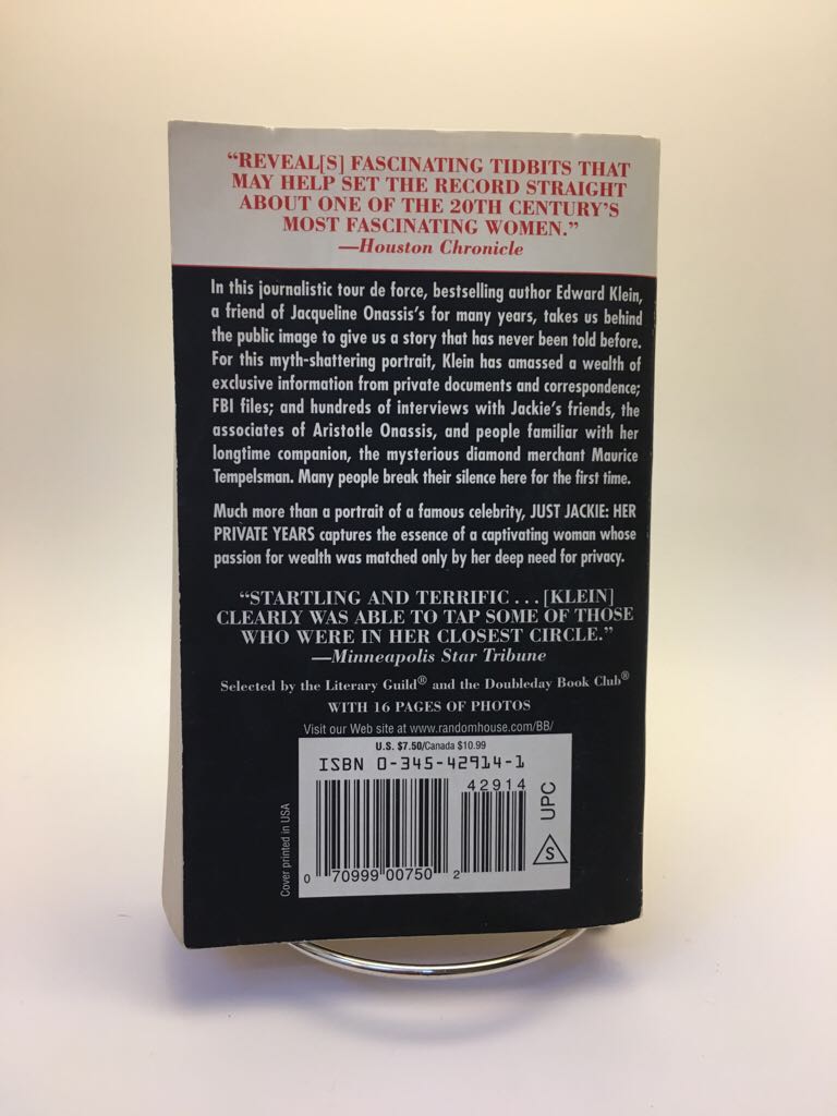 Just Jackie: Her Private Years - Edward Klein (Ballantine Books - Hardcover) book collectible [Barcode 9780345421029] - Main Image 2