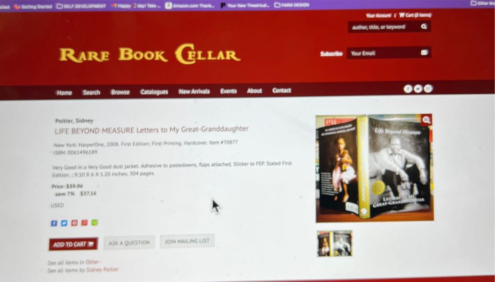 Life Beyond Measure: Letters to My Great-Granddaughter - Sidney Poitier (Harperone - Hardcover) book collectible [Barcode 9780061496189] - Main Image 4