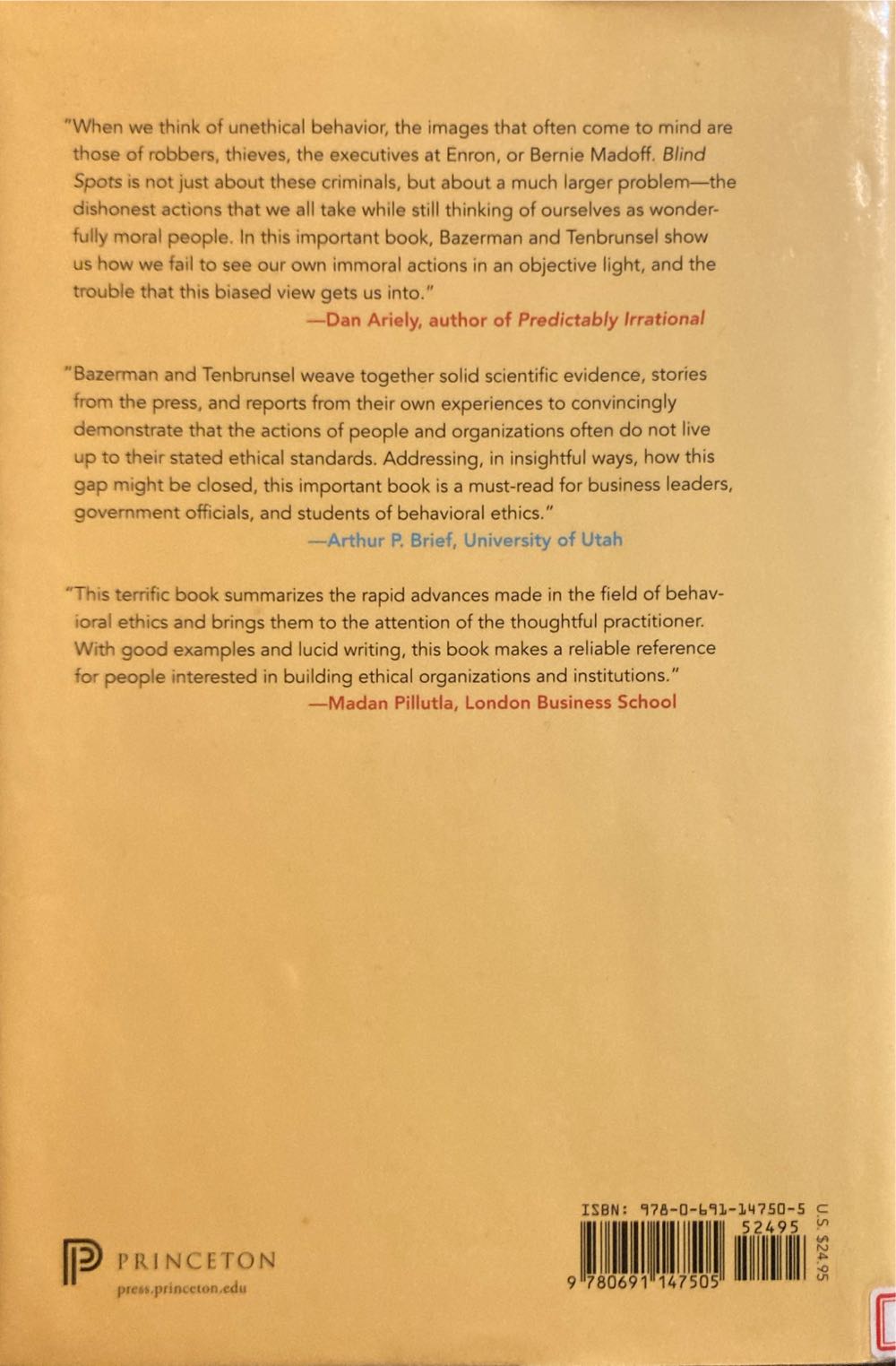 Blind Spots - Max H. Bazerman (Princeton University - Hardcover) book collectible [Barcode 9780691147505] - Main Image 2