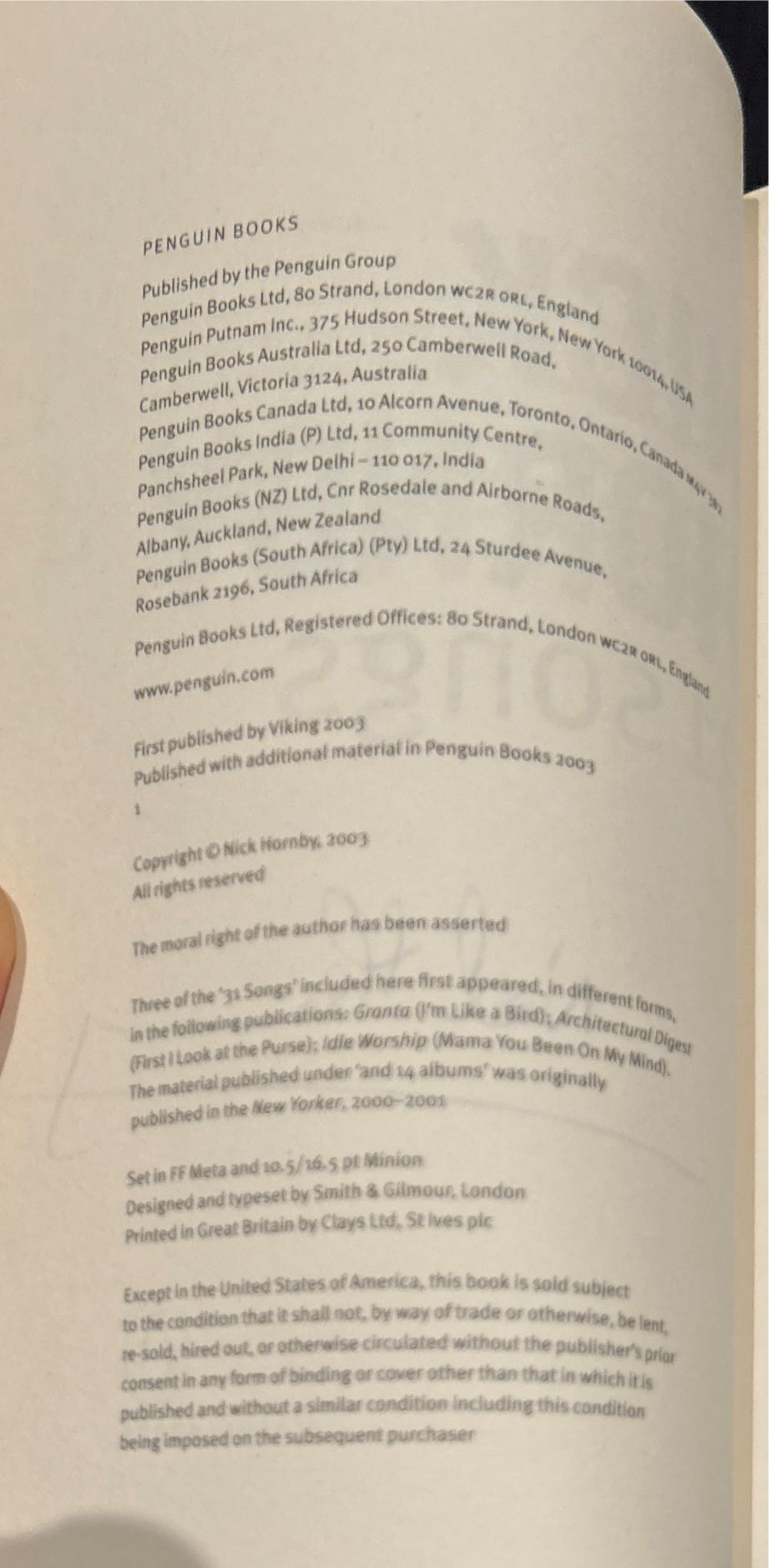 31 Songs - Nick Hornby (Penguin - Paperback) book collectible [Barcode 9780141013404] - Main Image 3