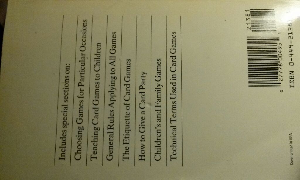 Official Rules of Card Games - Albert H. Morehead (Fawcett Crest - Paperback) book collectible [Barcode 9780449213810] - Main Image 2