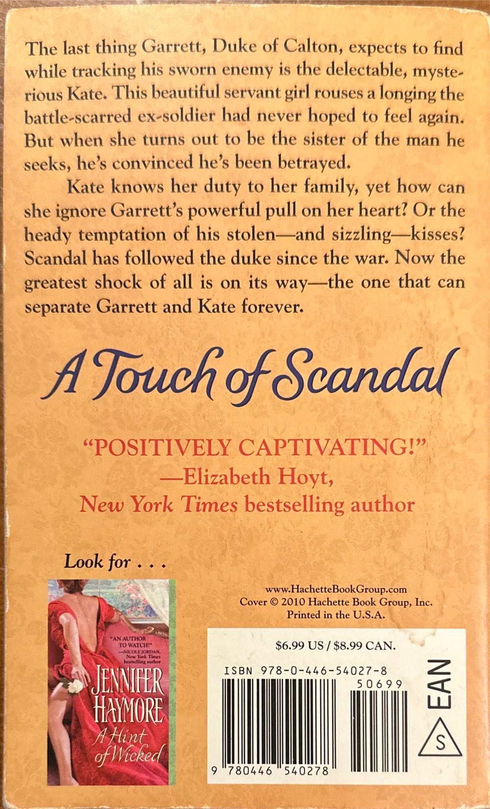 A Touch Of Scandal-discarded - Jennifer Haymore (Forever - Paperback) book collectible [Barcode 9780446540278] - Main Image 2