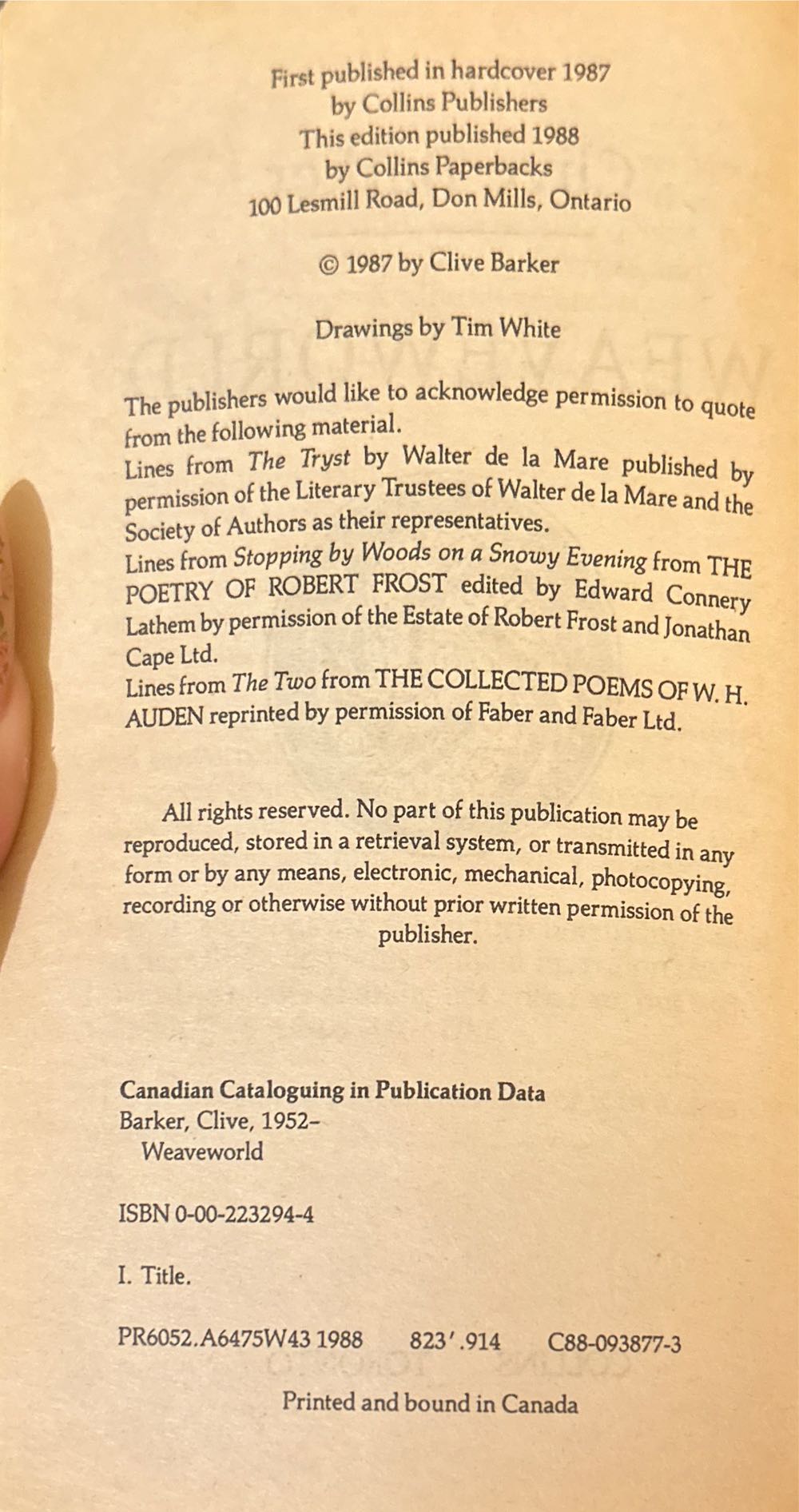 Weaveworld - Clive Barker (Collins - Paperback) book collectible [Barcode 9780002232944] - Main Image 4