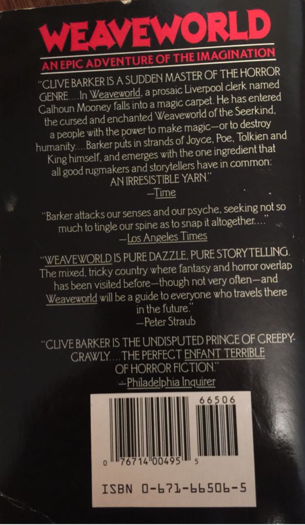 Weaveworld - Clive Barker (Pocket Books Fiction - Paperback) book collectible [Barcode 9780671665067] - Main Image 2