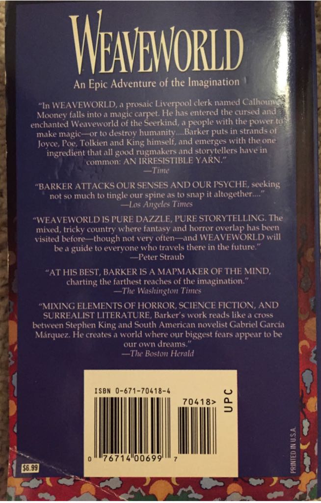Weaveworld - Clive Barker (Pocket - Paperback) book collectible [Barcode 9780671704186] - Main Image 2