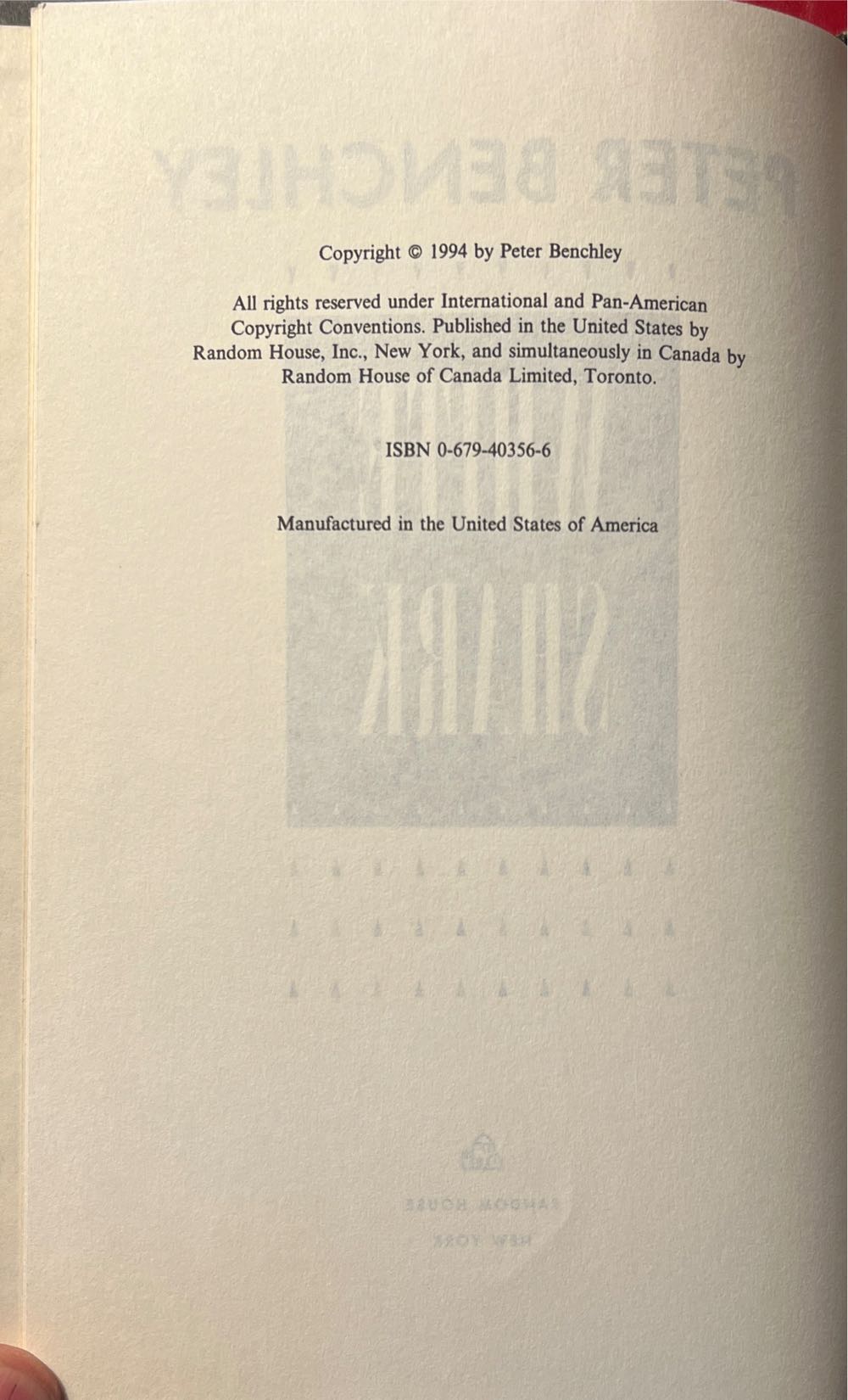 White Shark - Peter Benchley (Random House - Hardcover) book collectible [Barcode 9780679403562] - Main Image 3