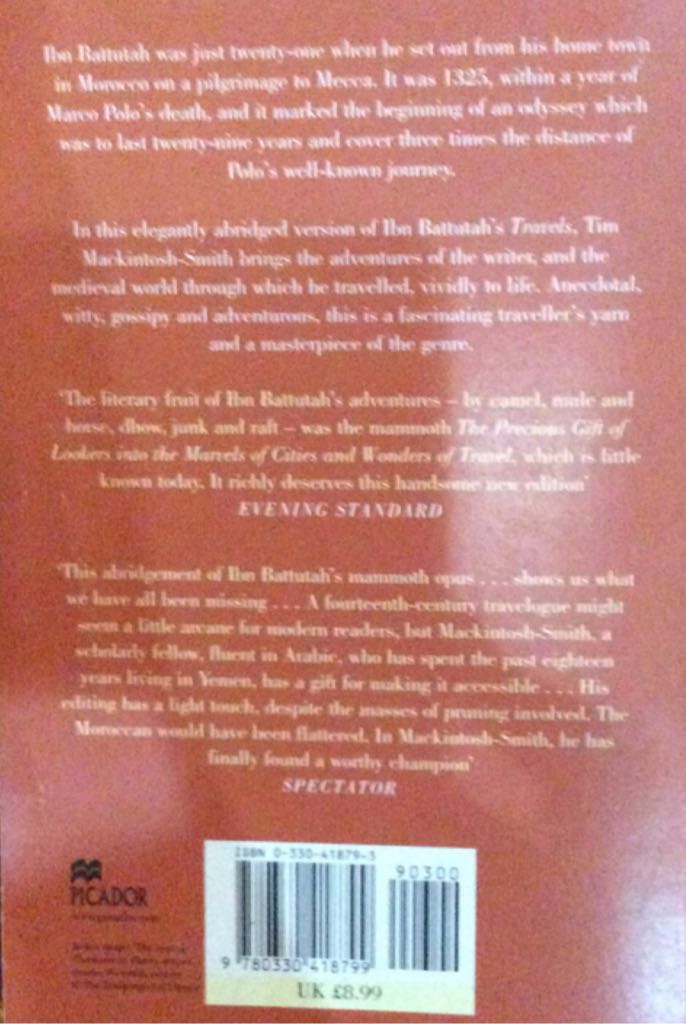 The Travels Of Ibn Battutah - Mackintosh-Smith Tim (Picador - Paperback) book collectible [Barcode 9780330418799] - Main Image 2