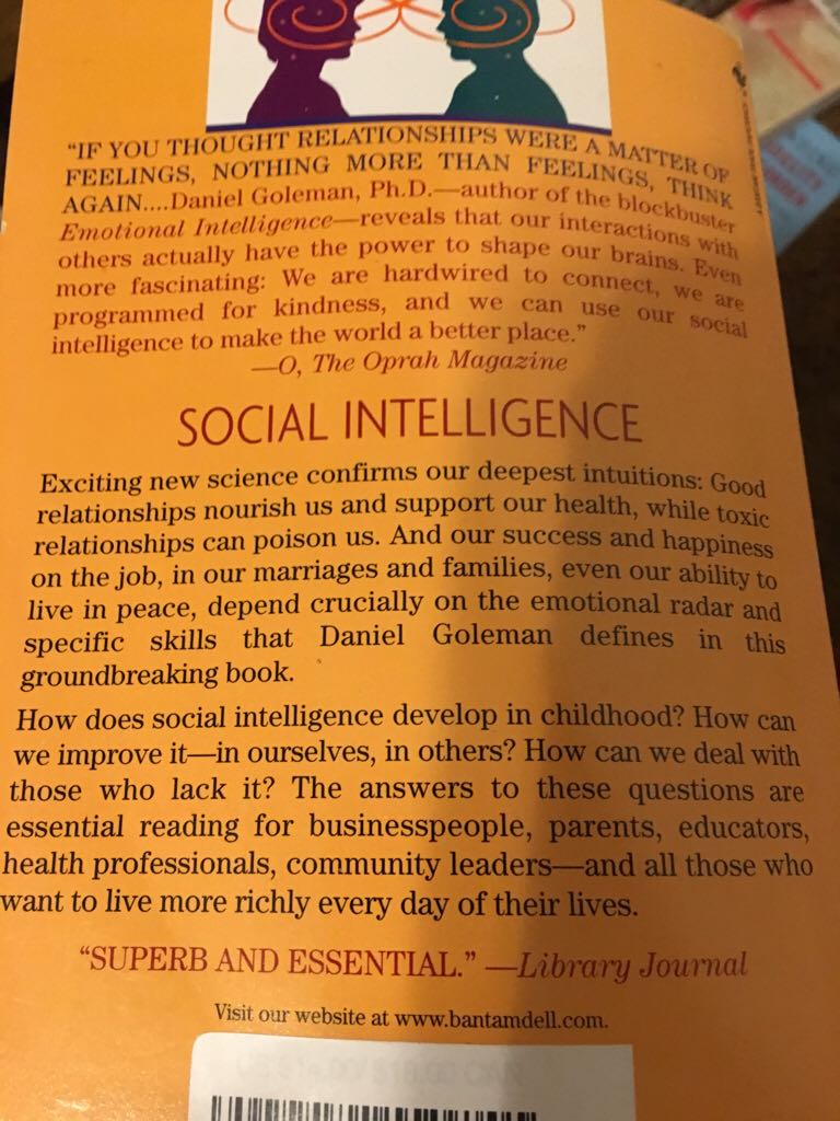 Social Intelligence - Daniel Goleman (Bantam - Paperback) book collectible [Barcode 9780553384499] - Main Image 2