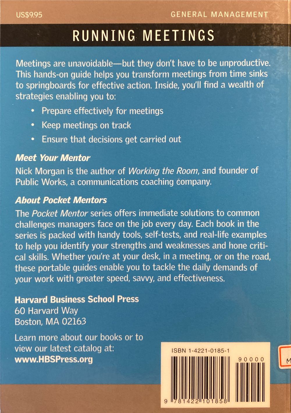 Running Meetings - Harvard Business School (HBS Press - Paperback) book collectible [Barcode 9781422101858] - Main Image 2