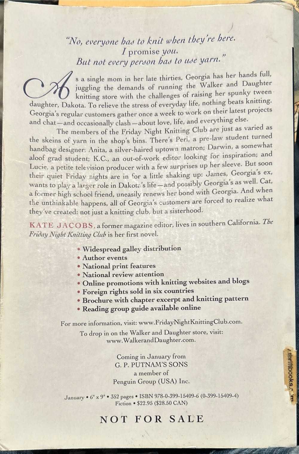 The Friday Night Knitting Club - Kate Jacobs (Penguin Group - Trade Paperback) book collectible [Barcode 9780399154096] - Main Image 2