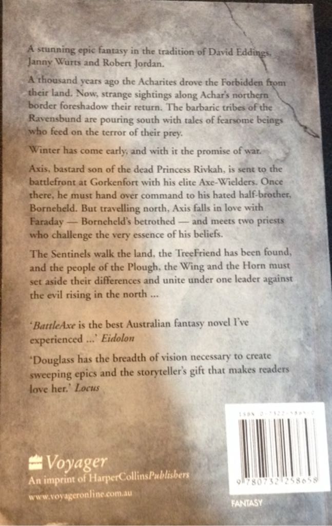 BattleAxe - Sara Douglass (Voyager Books - Paperback) book collectible [Barcode 9780732258658] - Main Image 2