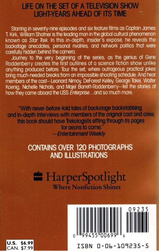 Star Trek Memories - William Shatner (Harper - Paperback) book collectible [Barcode 9780061092350] - Main Image 2