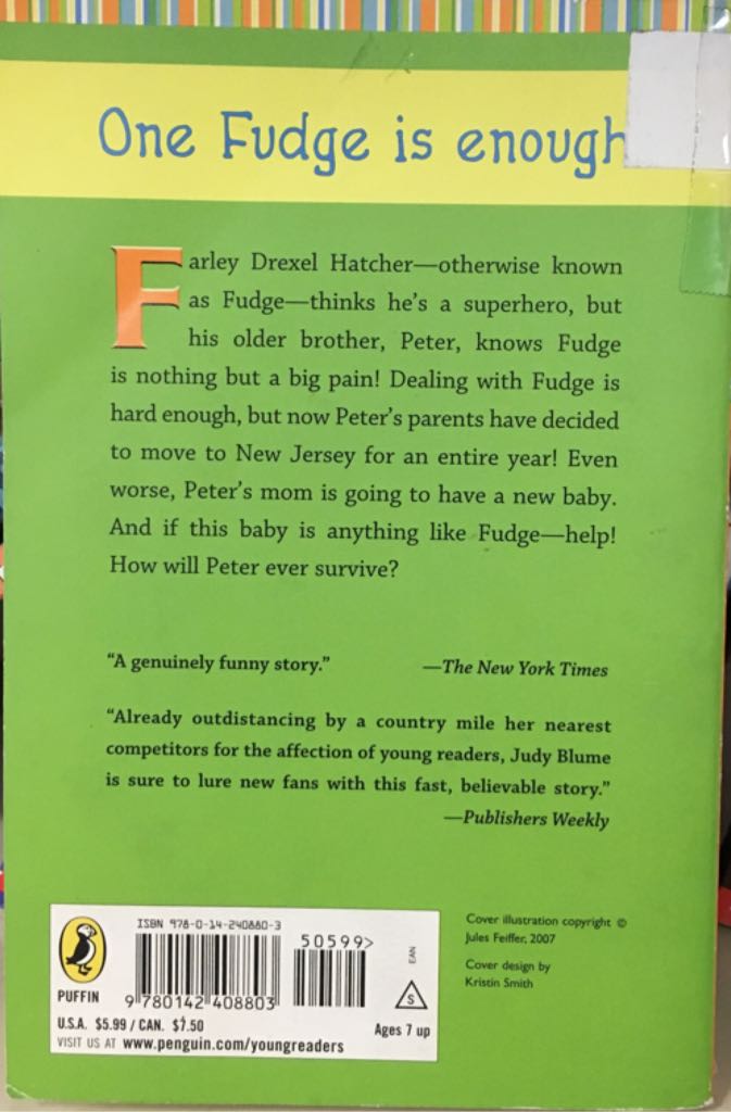 Superfudge - Judy Blume (Puffin - Paperback) book collectible [Barcode 9780142408803] - Main Image 2