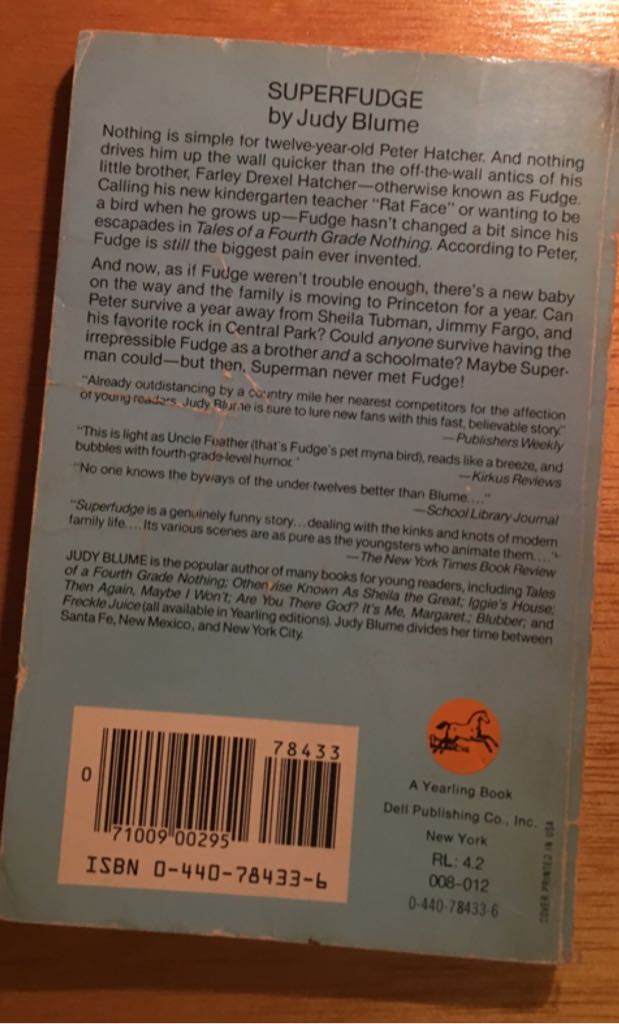 Superfudge - Judy Bloom (Dell Publishing Co., Inc. - Paperback) book collectible [Barcode 9780440784333] - Main Image 2